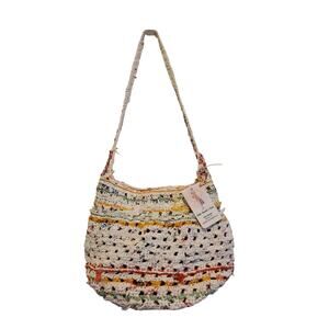 Plarn hobo colorful white chrochet shoulder medium size bag